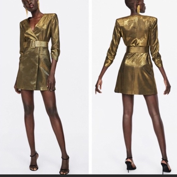 Zara gold blazer dress - Picture 2 of 6